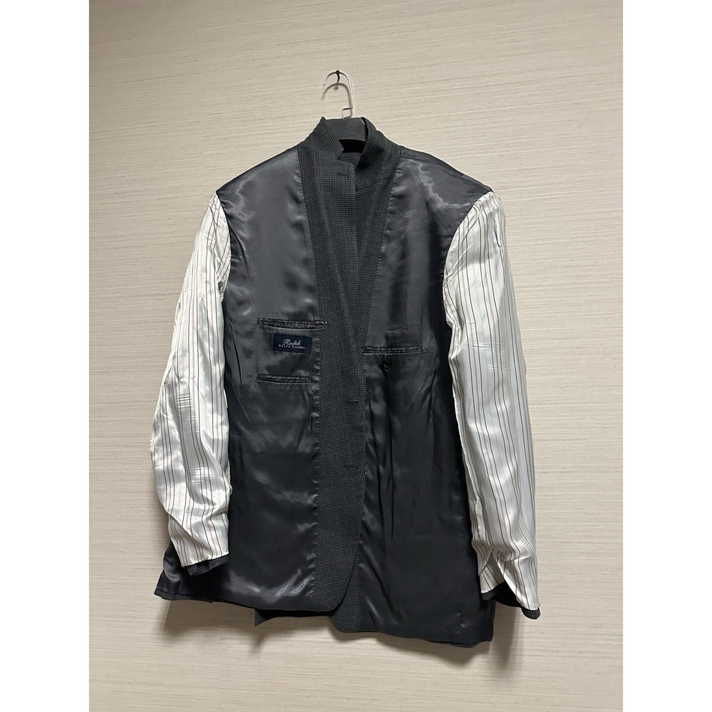 Ralph Ralph Lauren 46XL‎ Sport Coat Silk Wool Gray Houndstooth Check Blazer - Picture 9 of 10